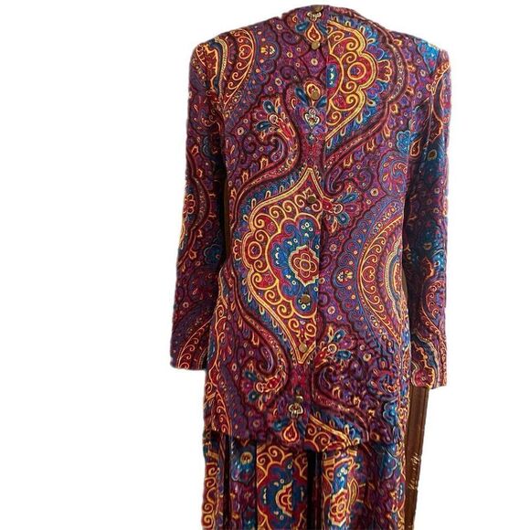 Richard Warren VTG 100% Silk Paisley Skirt Set Size 14 - Picture 6 of 15